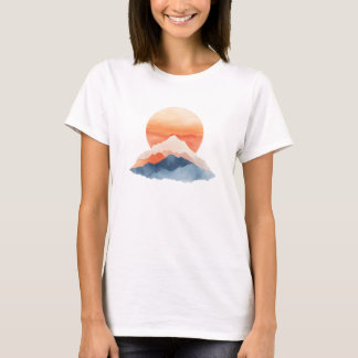 Golden Abstract Mountain Peak Sunrise T-Shirt