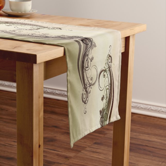 Golden Abstract Short Table Runner (In Situ)