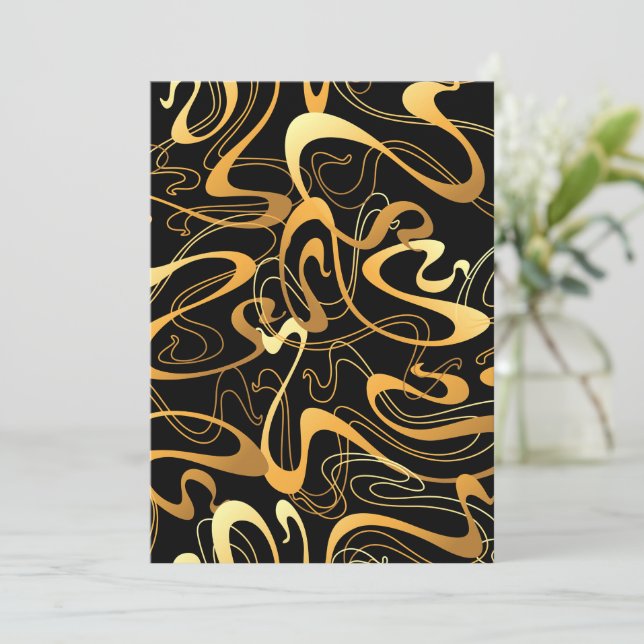 Golden Abstract Swirl Pattern Invitation (Standing Front)