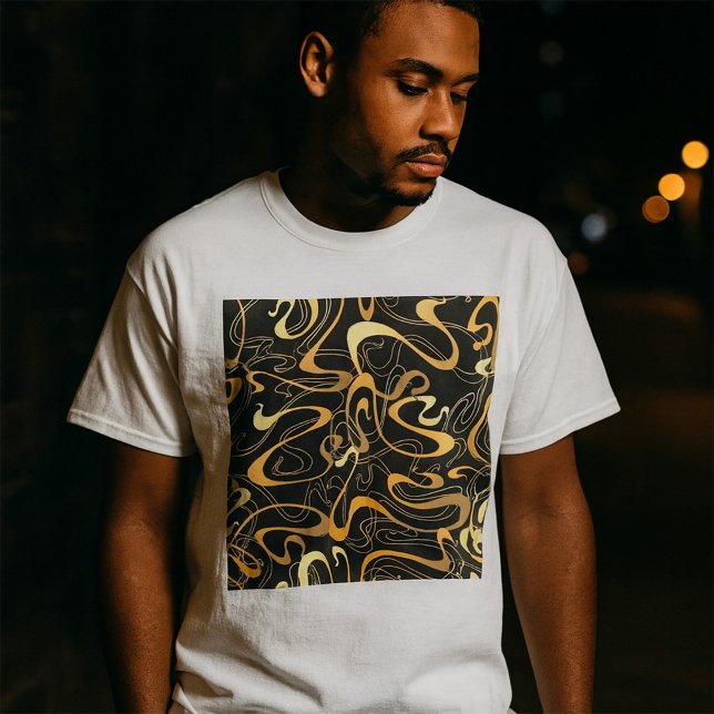 Golden Abstract Swirl Pattern T-Shirt (Creator Uploaded)