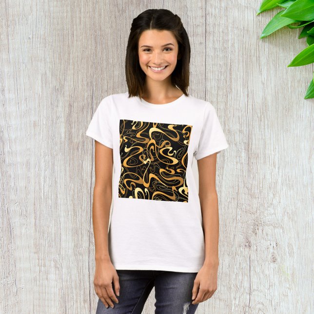 Golden Abstract Swirl Pattern T-Shirt (Creator Uploaded)