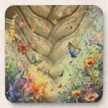 Golden accent butterfly garden custom art
