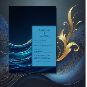 Golden Accented Abstract Ocean Waves wedding