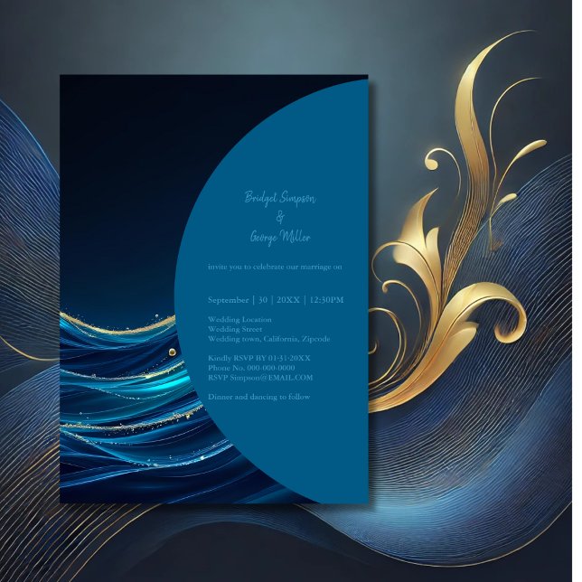 Golden Accented Abstract Ocean Waves wedding (Creator Uploaded)