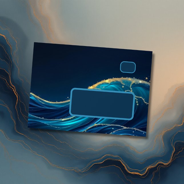 Golden Accented Abstract Ocean Waves wedding Envelope (Creator Uploaded)
