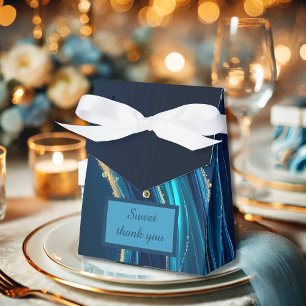 Golden Accented Abstract Ocean Waves wedding Favour Box