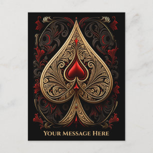 Golden Ace of Spades  Postcard