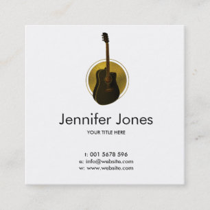Golden Acoustic Guitar Square Business Card