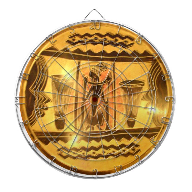 Golden African Ethnic Art Print Design Dartboard (Front)
