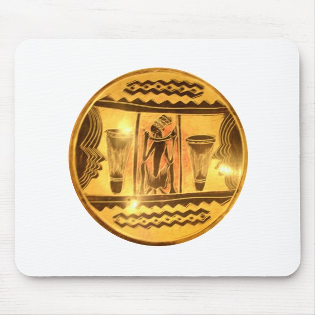 Golden African Ethnic Art Print Design Mouse Pad (Front)