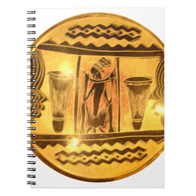 Golden African Ethnic Art Print Design Notebook (Front)