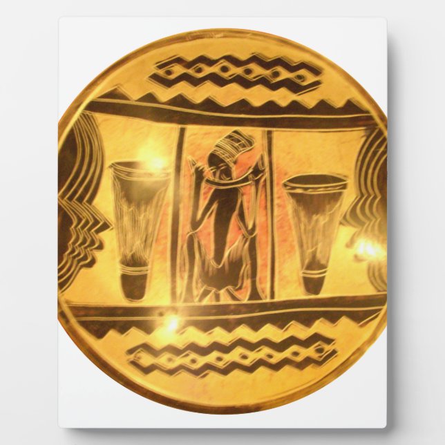 Golden African Ethnic Art Print Design Plaque (Front)