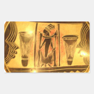 Golden African Ethnic Art Print Design Rectangular Sticker