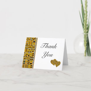Golden African Kente K46 Folded Thank You Card