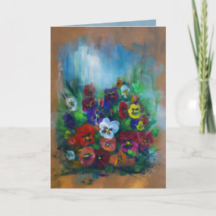 Golden Afternoon Pansies Thank You Card
