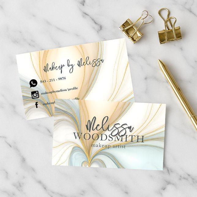 Golden Agate Swirls Elegant Chic Professional  Business Card (Creator Uploaded)