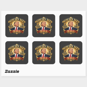 Golden Age Art Deco Portrait Square Sticker