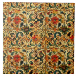 Golden Age Botanical Ceramic Tile