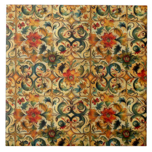 Golden Age Botanical Ceramic Tile