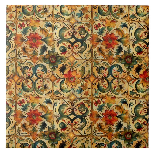 Golden Age Botanical  Ceramic Tile (Front)