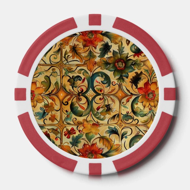 Golden Age Botanical  Poker Chips (Front)