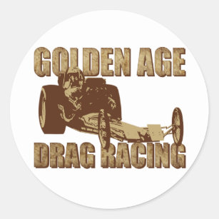 golden age drag racing digger dragster classic round sticker
