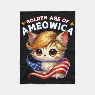Golden Age Of Ameowica Cute Cat Kitten Wavy Hair J Fleece Blanket