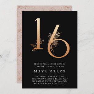 Golden Age   Rose Gold Sweet 16 Birthday Party Invitation