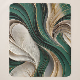 Golden Air – Emerald & Gold Flowing Abstract Sherpa Blanket