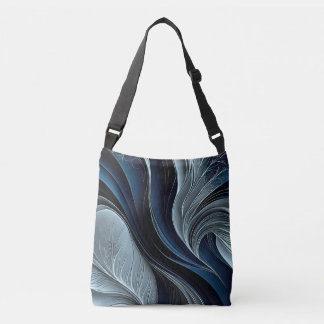 Golden Air – Indigo Flowing Abstract Throw Pillow Crossbody Bag