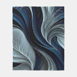 Golden Air – Indigo Flowing Abstract Throw Pillow Fleece Blanket