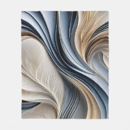 Golden Air - Soft Blue and Gold Flowing Abstract Fleece Blanket