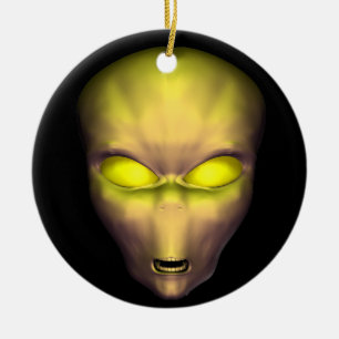 Golden Alien Ceramic Ornament