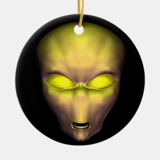 Golden Alien Ceramic Ornament (Front)
