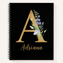 Golden Alphabet A With Flower Personalised