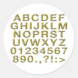 Golden Alphabet Classic Round Sticker