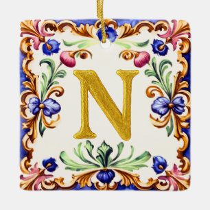 Golden Alphabet – Letter N Ceramic Ornament