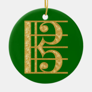 Golden Alto Clef Ceramic Ornament