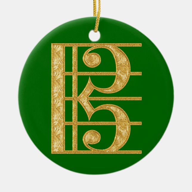 Golden Alto Clef Ceramic Ornament (Front)