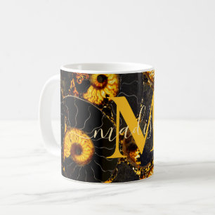 Golden Amber black Nautilus shell pattern, fossil  Coffee Mug