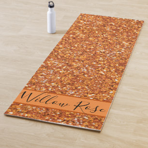 Golden amber sparkling glitter yoga mat