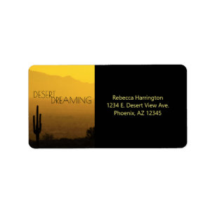 Golden Amber Sunset Cactus Arizona Desert Dreaming Label