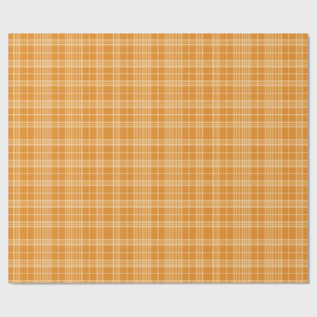 Golden Amber Woven Plaid Pattern Wrapping Paper (Flat)