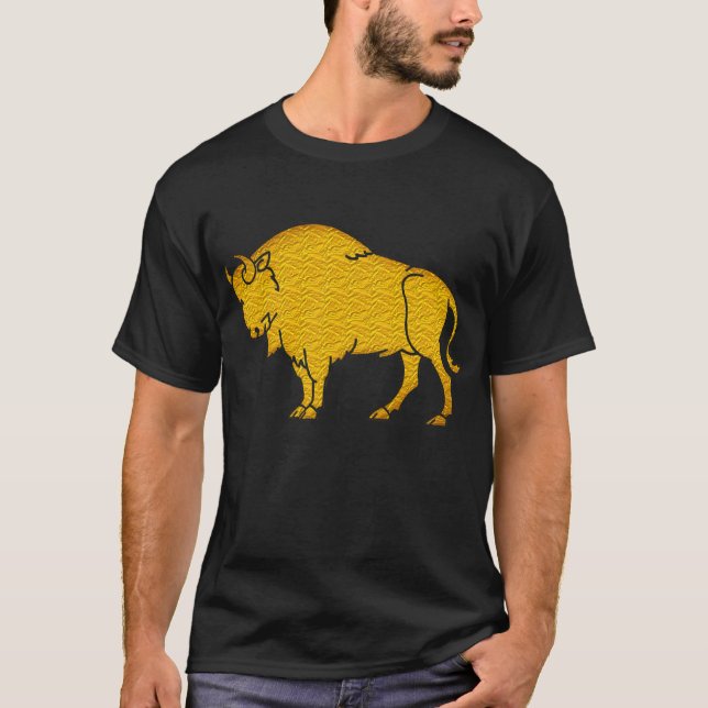 golden american bison wild-life t-shirt design (Front)