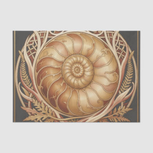 Golden Ammonite Fossil Celtic Frame Ornate Pattern Tissue Paper