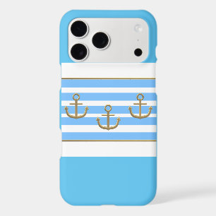 golden anchor blue white background