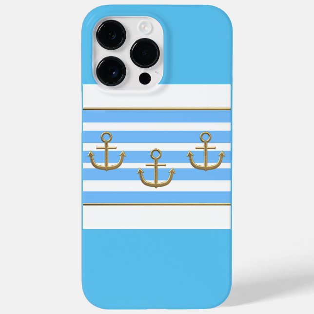 golden anchor blue white background Case-Mate iPhone case (Back)