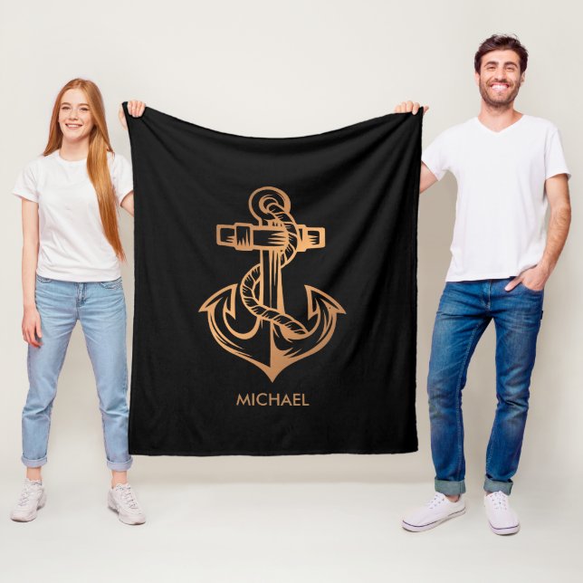 Golden Anchor Fleece Blanket (In Situ)