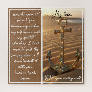 Golden Anchor Marriage Proposal Will You Marry Me Jigsaw Puzzle