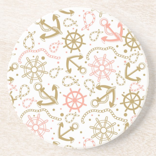 Golden Anchor Pattern Coaster (Front)